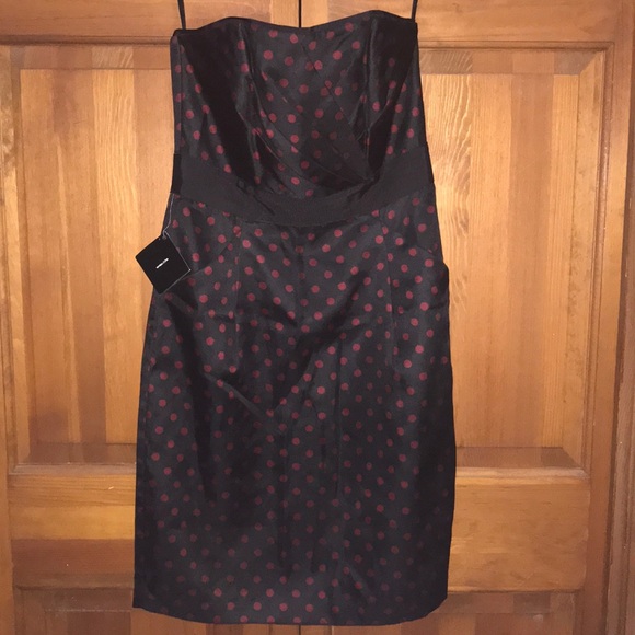NWT! WHBM Black Dress with Red Polka Dots - Picture 1 of 15